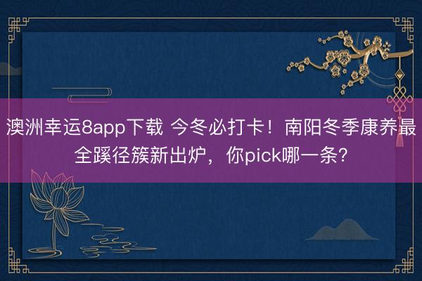 澳洲幸運(yùn)8app下載 今冬必打卡！南陽(yáng)冬季康養(yǎng)最全蹊徑簇新出爐，你pick哪一條？