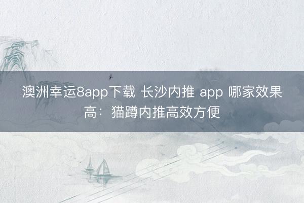 澳洲幸運(yùn)8app下載 長沙內(nèi)推 app 哪家效果高:貓蹲內(nèi)推高效方便