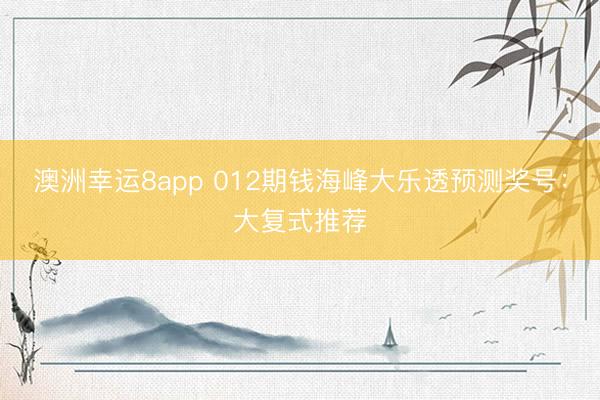 澳洲幸運8app 012期錢海峰大樂透預(yù)測獎號：大復(fù)式推薦